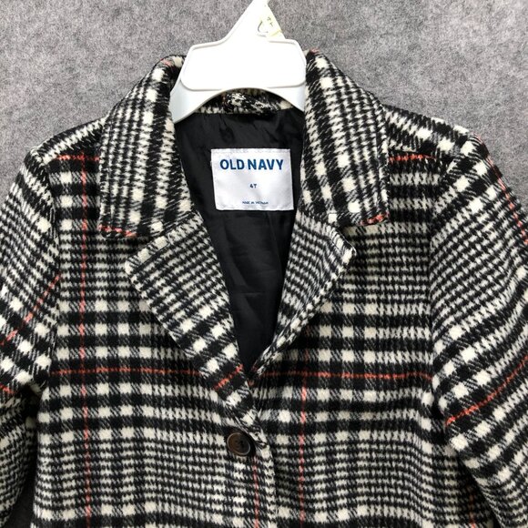 Old Navy Kids 5T Plaid Blazer Jacket Black Red Tartan Plaid Overcoat Formal - Picture 3 of 7